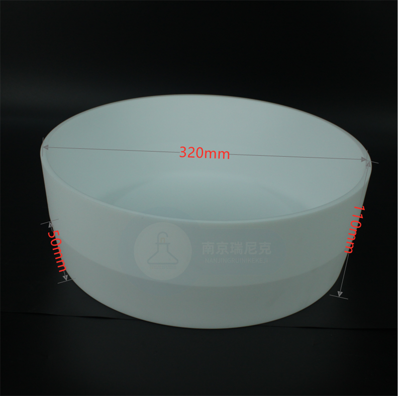 四氟塑料圆盘特氟龙培养皿耐酸碱坩埚可定制直径300mm耐腐蚀白色